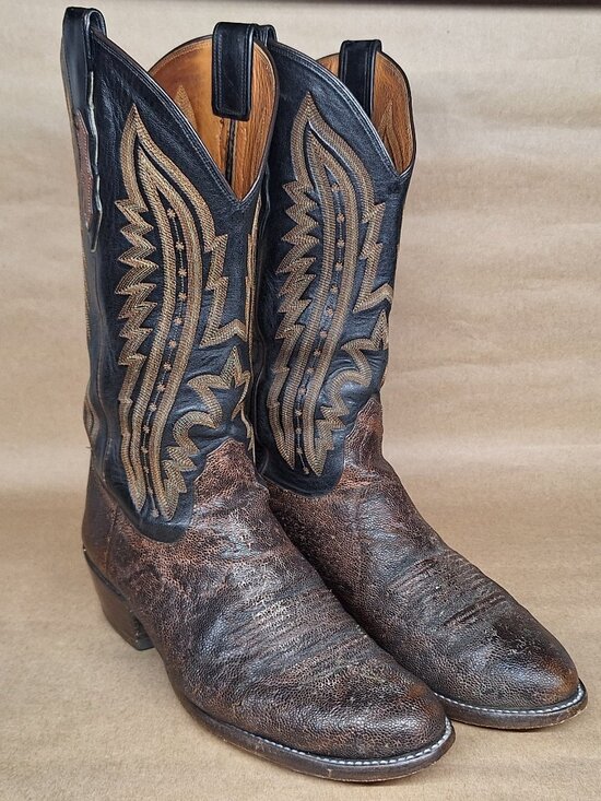 LUCCHESE 2000 Men\'s Ostrich Leg Leather Western Boots Size 9D (T3031) main image 7